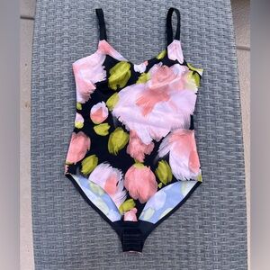 Knix Pink and Green Asymmetrical Sleeveless Bodysuit